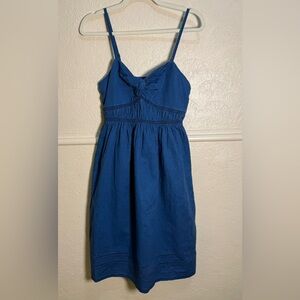 J Crew Twist Front Smocked Linen Cotton Blend Sundress Knee Length Size 2